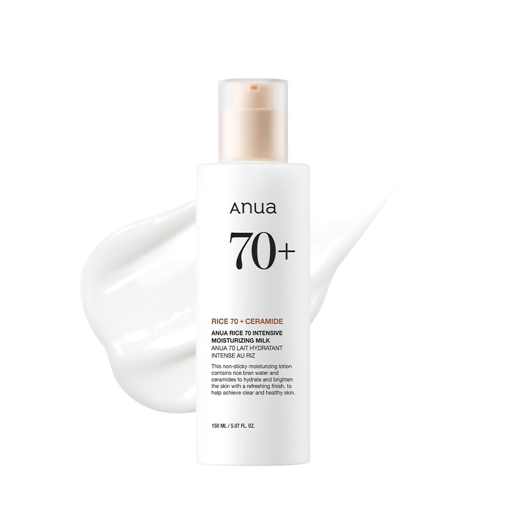 ANUA Rice 70 Intensive Moisturizing Milk, Lotion for Deep Hydration and Nourishing, Glowy Glass Skin, Rice Water, Niacinamide, Ceramides, Lightweight, Korean Skincare, 150ml/ 5.07 fl.oz.