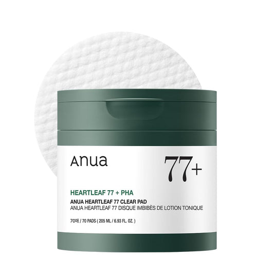 ANUA Heartleaf 77 Toner Pad, Mild Exfoliating Facial Pads for Glass Skin, Hydrating Pore Care for Sensitive Skin, Heartleaf Extract, PHA, Centella, Non comedogenic, Korean Skin Care (70 Pads)