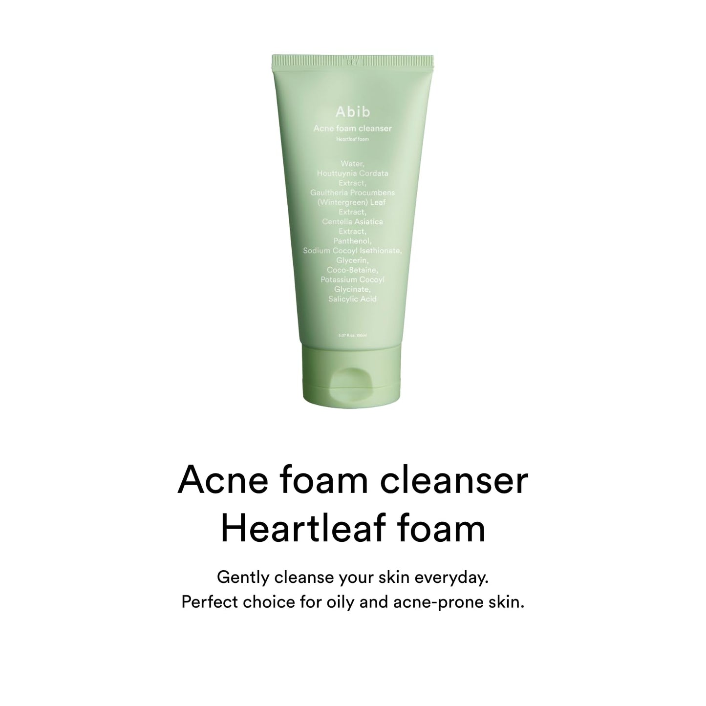 Abib Acne Foam Cleanser Heartleaf Foam 5.07 fl oz / 150 ml I Hydrating Mild Acidic Daily Facial Cleanser, Panthenol B5 Soothing for Irritated Skin and Acne Pimple Care