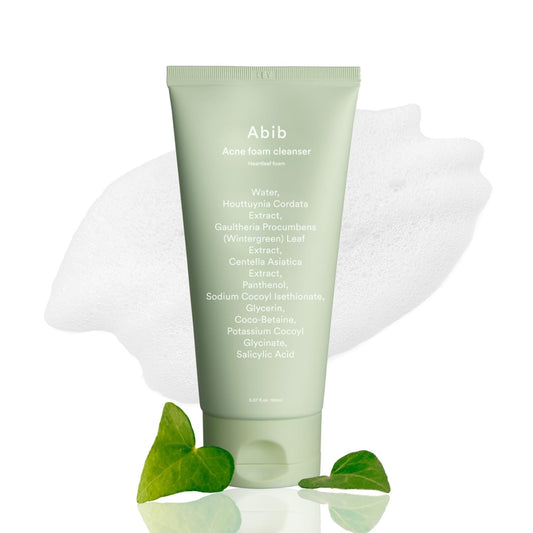 Abib Acne Foam Cleanser Heartleaf Foam 5.07 fl oz / 150 ml I Hydrating Mild Acidic Daily Facial Cleanser, Panthenol B5 Soothing for Irritated Skin and Acne Pimple Care