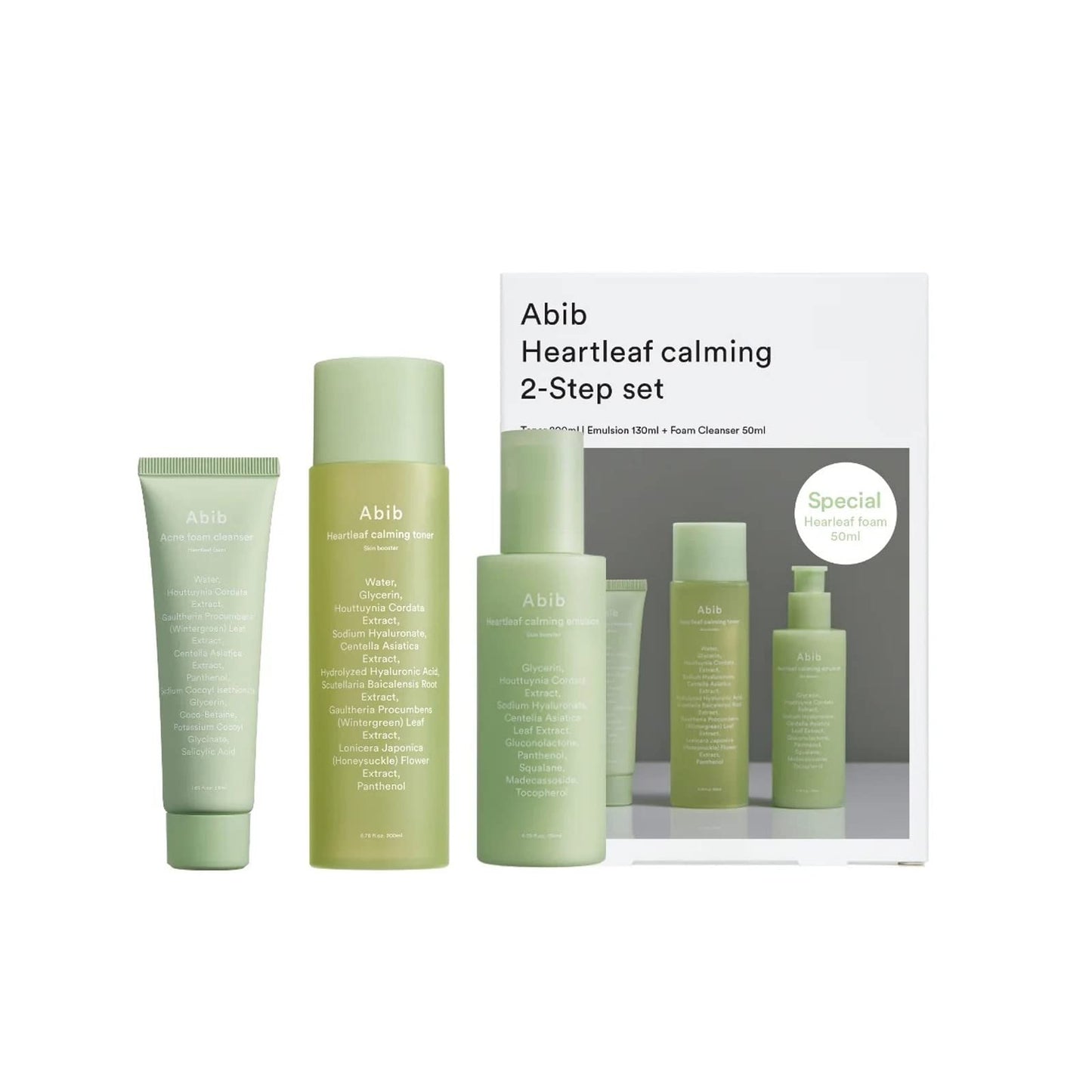 Abib Calming 2 Step Set with Cleanser I Heartleaf Calming Trio, All in One, Soothing Acne, Pimple, Mild Acidic for Senstive Skin, Irritated Skin