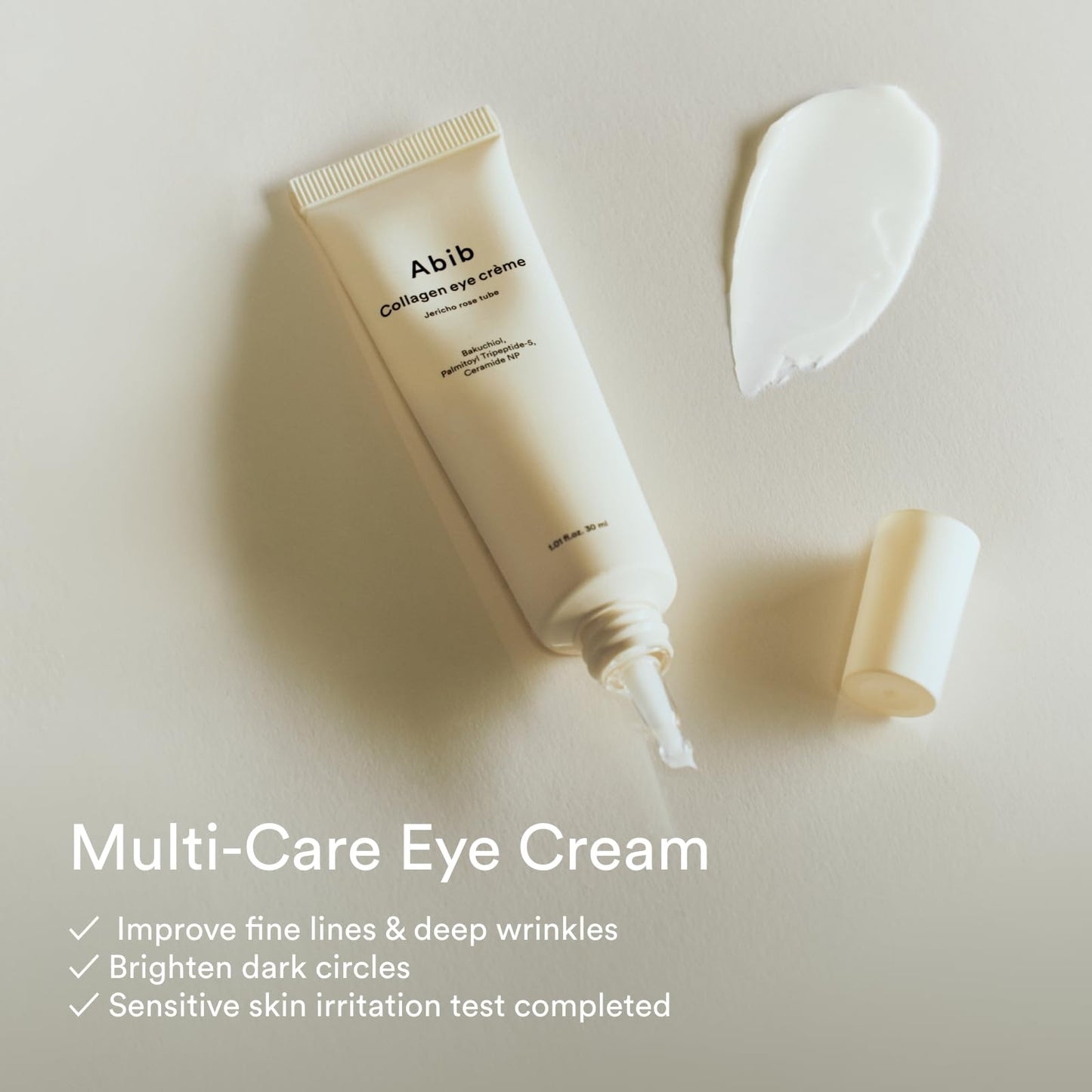 Abib Collagen Eye Crème Jericho Rose Tube for Dark Circles and Puffiness, Under Eye Fine Lines